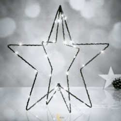 Kalėdiniai dekorai - žemos įtampos 3D pentagramos šviesa, šaltai balta, 5 m+H30 cm