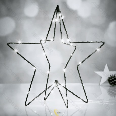 Kalėdiniai dekorai - žemos įtampos 3D pentagramos šviesa, šaltai balta, 5 m+H30 cm