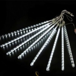 Žemos įtampos 0.5m- Meteorų lietus Girliandos, Šaltai balta, 3m+10m, 16strips 16 strips ,IP44, Vidaus ir Lauko