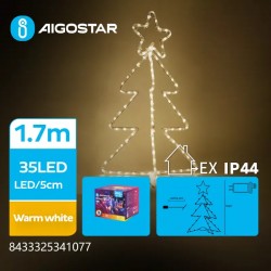 Kalėdinis Dekoras - Žemos įtampos 3D Kalėdų eglutė šviesa, Šiltai balta, 5m+40cm, IP44, Vidaus ir Lauko