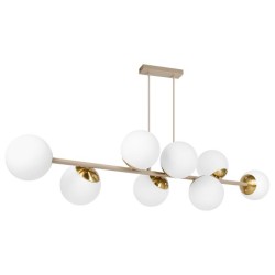 E27 Bali-12 pakabinamas šviestuvas 120 cm x 8 smėlio ir aukso spalvos