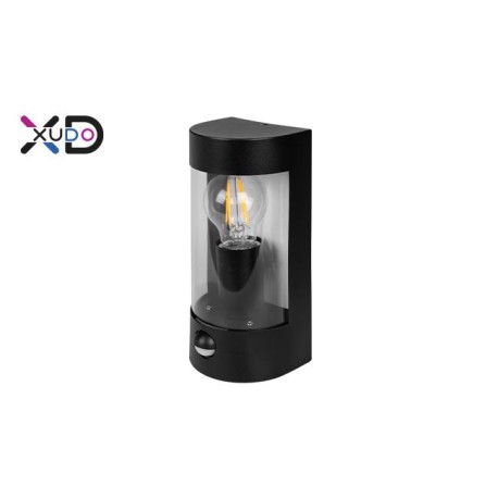 Sieninis šviestuvas E27 LED IP44 PC juodas PIR