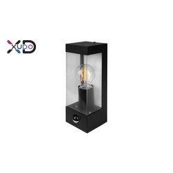 Sieninis šviestuvas E27 LED IP44 PC PIR juodas