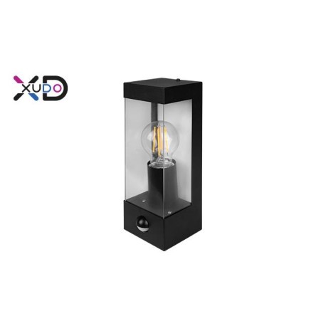 Sieninis šviestuvas E27 LED IP44 PC PIR juodas