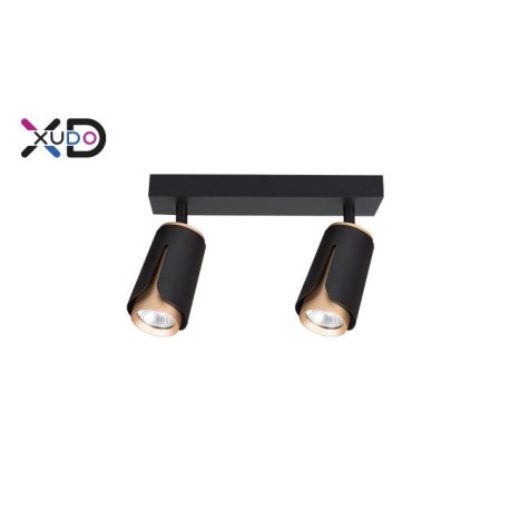 Sieninis šviestuvas GU10 LED x2 juodas + auksinis