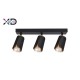 Sieninis šviestuvas GU10 LED x3, juodas + auksinis