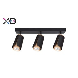 Sieninis šviestuvas GU10 LED x3, juodas + auksinis