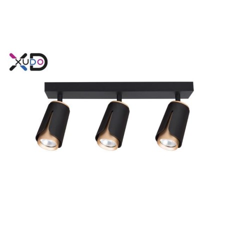 Sieninis šviestuvas GU10 LED x3, juodas + auksinis