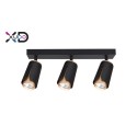 Sieninis šviestuvas GU10 LED x3, juodas + auksinis