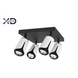 Sieninis šviestuvas GU10 LED x4, baltas + juodas, kvadratinis