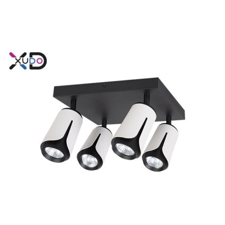 Sieninis šviestuvas GU10 LED x4, baltas + juodas, kvadratinis