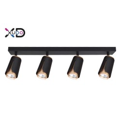 Sieninis šviestuvas GU10 LED x4 juodas + auksinis