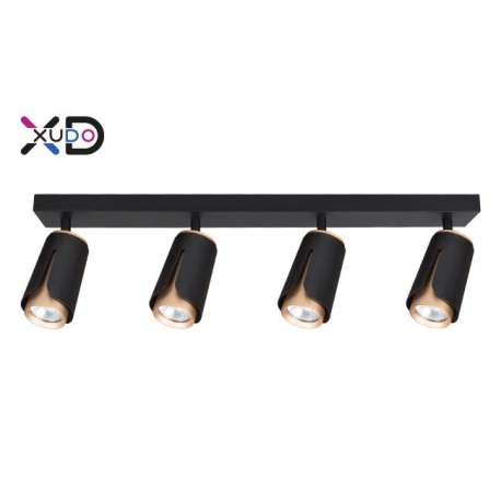Sieninis šviestuvas GU10 LED x4 juodas + auksinis
