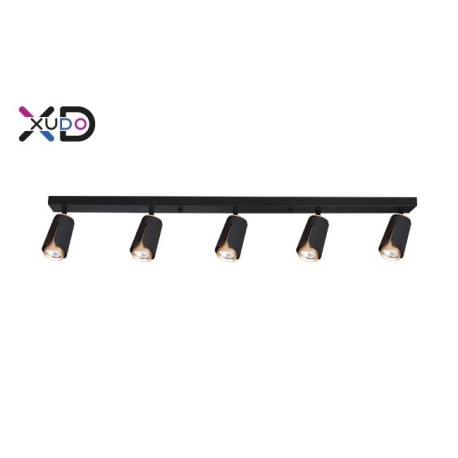 Sieninis šviestuvas GU10 LED x5 juodas + auksinis