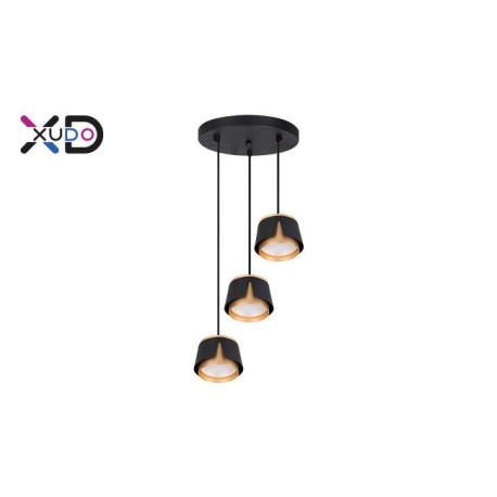 Pakabinamas šviestuvas x3 GX53 juodas + auksinis apskritimas.