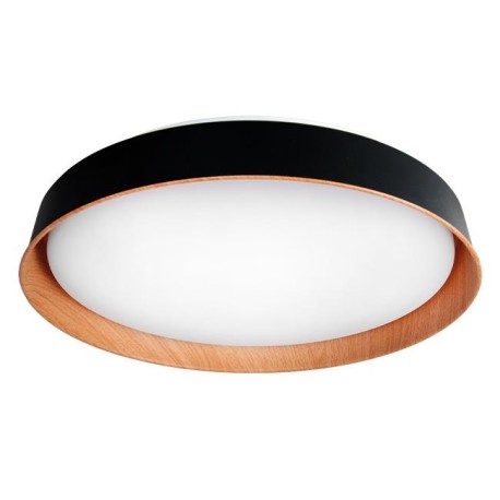 LED lubinis šviestuvas 3CCT 54W juodas + medinis, nuotolinio valdymo pultas