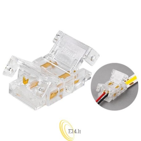 LED COB 8 mm juostos jungtis su fiksatorium, maitinimo
