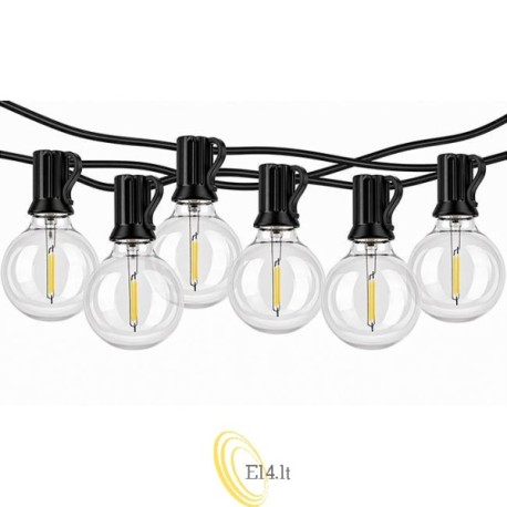 Saulės energija maitinama LED girlianda 10 m, 10x E12, 2700K, su nuotolinio valdymo pulteliu