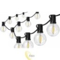 Saulės energija maitinama LED girlianda 15 m, 15x E12, 2700K, su nuotolinio valdymo pulteliu