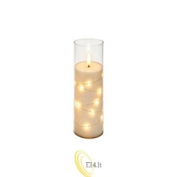 LED žvakė 5x18cm 2000K 2xAA liepsnos efektas, permatoma