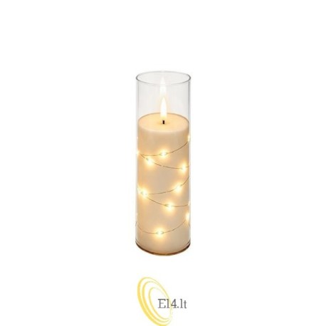LED žvakė 5x18cm 2000K 2xAA liepsnos efektas, permatoma