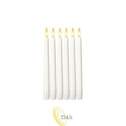 LED žvakė kūgio formos 28 cm 2000K 2xAAA balta, 6 vnt.