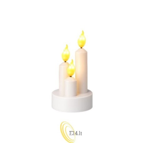 LED žvakė Trio 14 cm, 3200K, 3xAAA, liepsnos efektas, balta