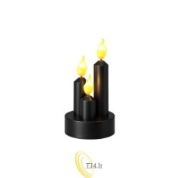 LED žvakė Trio 14 cm 3200K 3xAAA liepsnos efektas juoda