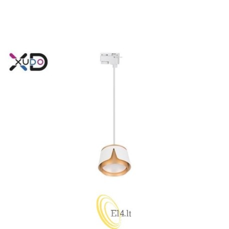Pakabinamas šviestuvas 1 fazės bėgiui GX53 balta+auksinė