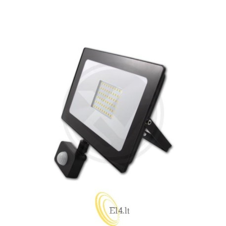 LED prožektorius SMD Vega 50W 4500K juodas su PIR jutikliu