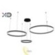 LED liustra Mundo 40/60/80 cm, 72 W, juoda, 3CCT, su nuotolinio valdymo pultu