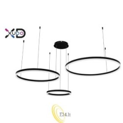 LED liustra Mundo 40/60/80 cm, 72 W, juoda, 3CCT, su nuotolinio valdymo pultu