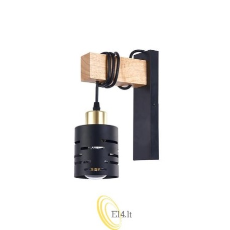 Sieninė lempa E27 LED Elen kabanti x1 juoda+auksinė+medis