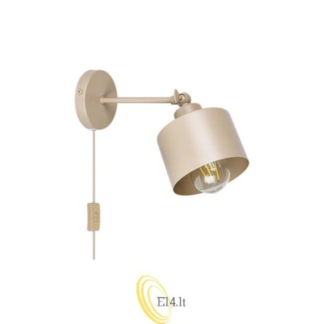 Sieninė lempa E27 LED Elza judama x1 smėlio spalvos su kištuku