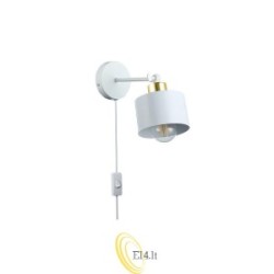 Sieninis šviestuvas E27 LED Elza judamas x1 baltas + auksinis su kištuku
