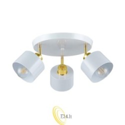Sieninis šviestuvas E27 LED Elza pasukamas x3 baltas + auksinis apvalus