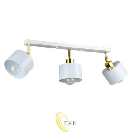 Sieninė lempa E27 LED Elza pasukama x3 balta + auksinė