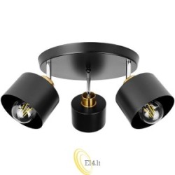 Sieninė lempa E27 LED Elza pasukama x3 juoda + varis apvali