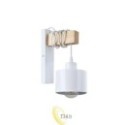 Sieninė lempa E27 LED Elza pakabinama x1 balta + medis