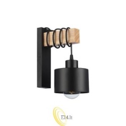 Sieninė lempa E27 LED Elza kabanti x1 juoda + medis