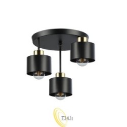 Sieninis šviestuvas E27 LED Elza x3 juodas + varis apvalus