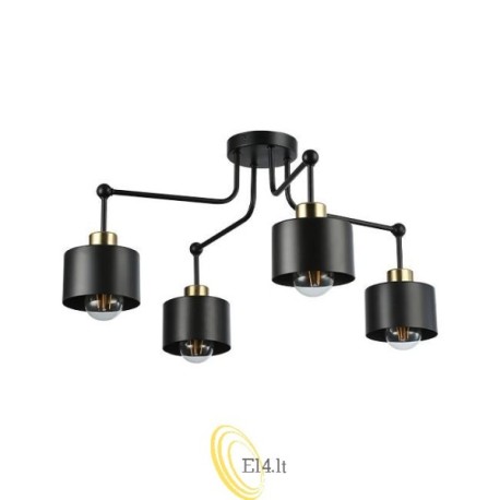 Sieninis šviestuvas E27 LED Elza x4 juodas + varis apvalus