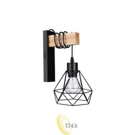 Sieninė lempa E27 LED Otto kabanti x1 juoda WD