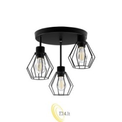Sieninė lempa E27 LED Otto x3 juoda apvali