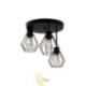 Sieninė lempa E27 LED Otto x3 juoda apvali