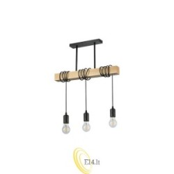 Pakabinamas šviestuvas E27 Nido x3 50cm juodas + medis