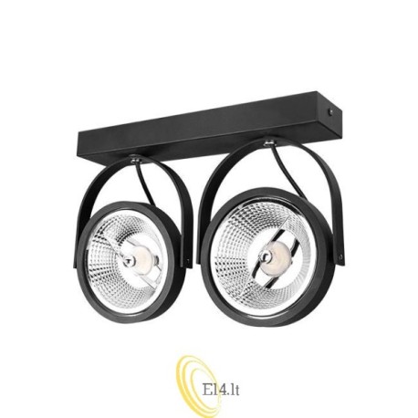 Sieninė lempa AR111 LED Leon pasukama x2 juoda