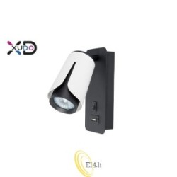 Skaitymo sieninė lempa GU10 balta+juoda USB