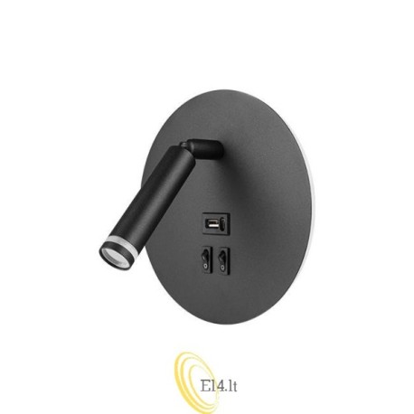 Sieninė skaitymo lempa Piero G9+LED USB juoda