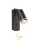 Skaitomasis sieninis šviestuvas Ring GU10 55 mm juodas USB A+ C